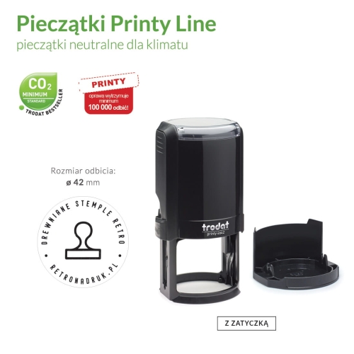 Pieczątka automatyczna okrągła Trodat 42 mm - personalizacja własnym wzorem lub tekstem