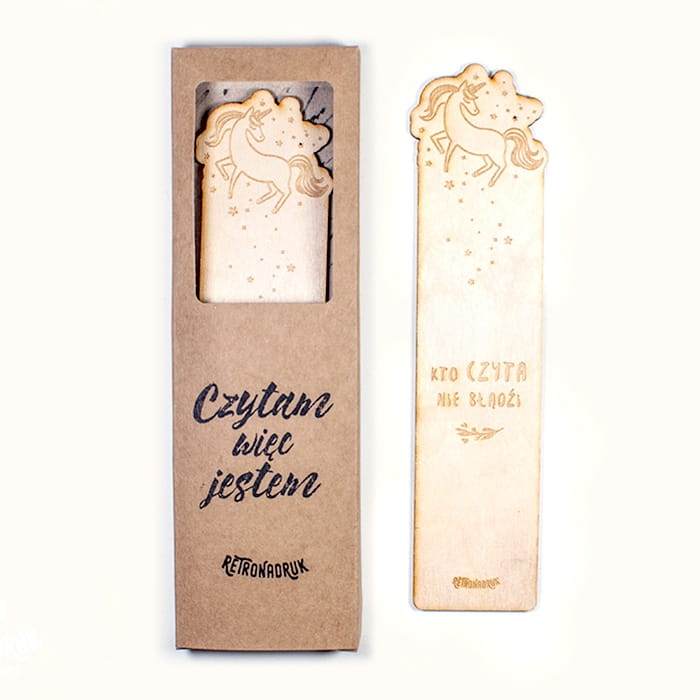 Zakładka ze sklejki do książek z motywem jednorożca
