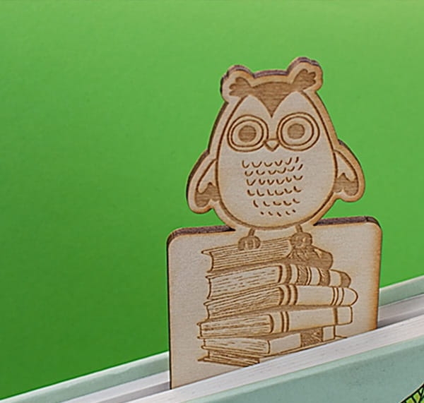 Zakładka do książek z motywem sowy na książkach
