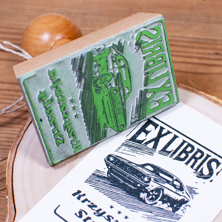 Pieczątka do książek z autem