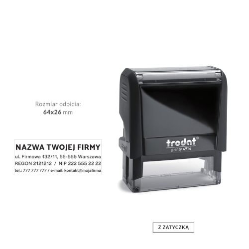 Pieczątka firmowa - 4-wierszowa z danymi firmy, telefonem i adresem e-mail