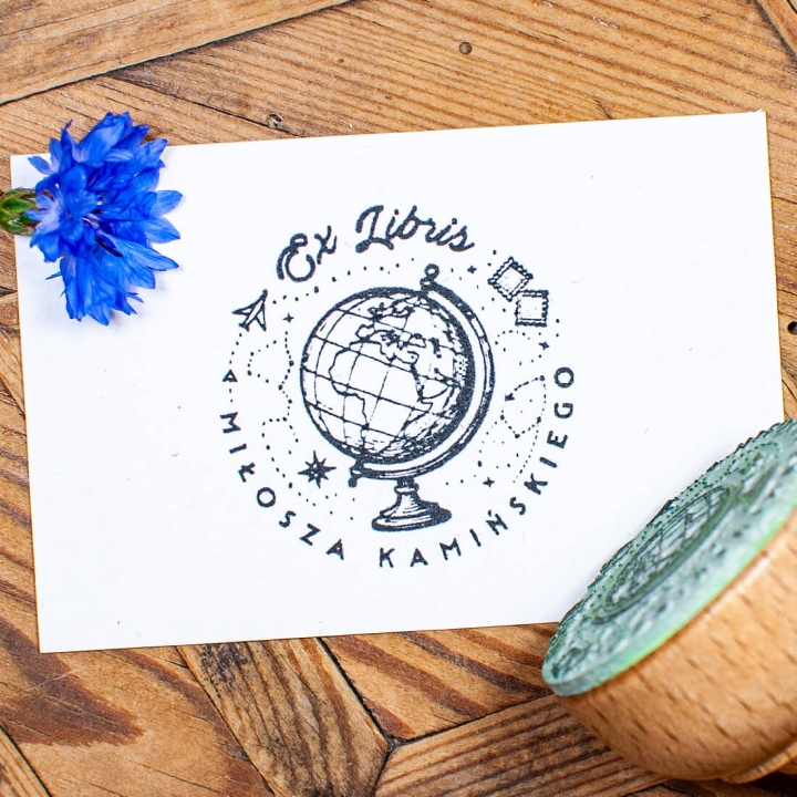 stempel exlibris z globusem