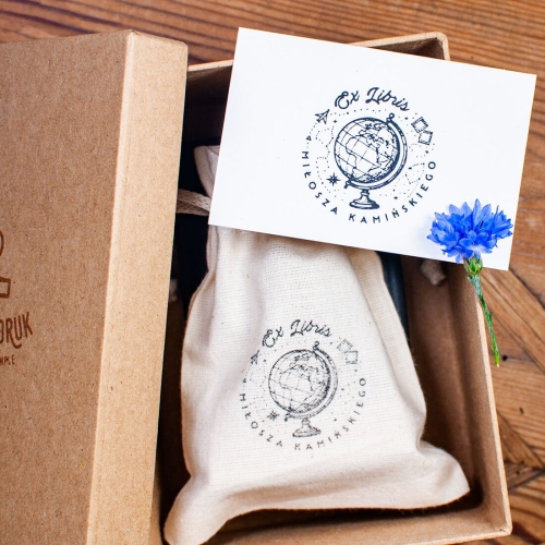 Zestaw Ex Libris globus prezent