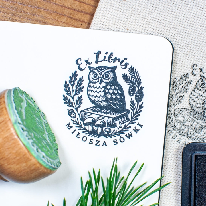 Pieczątka Ex Libris sowa