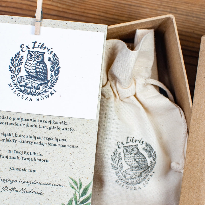 Stempel sowa prezent retro