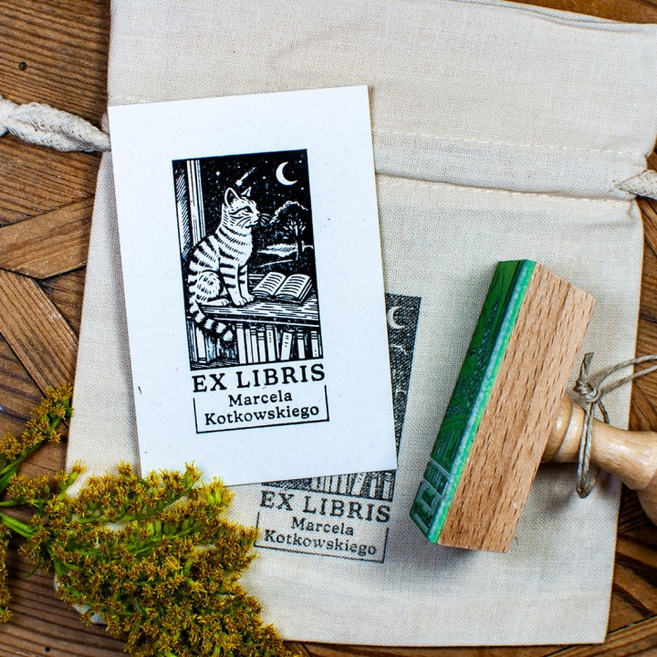 Pieczątka do książek kot