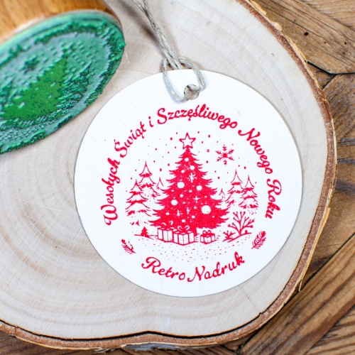Pieczątka świąteczna z nazwą firmy lub marki