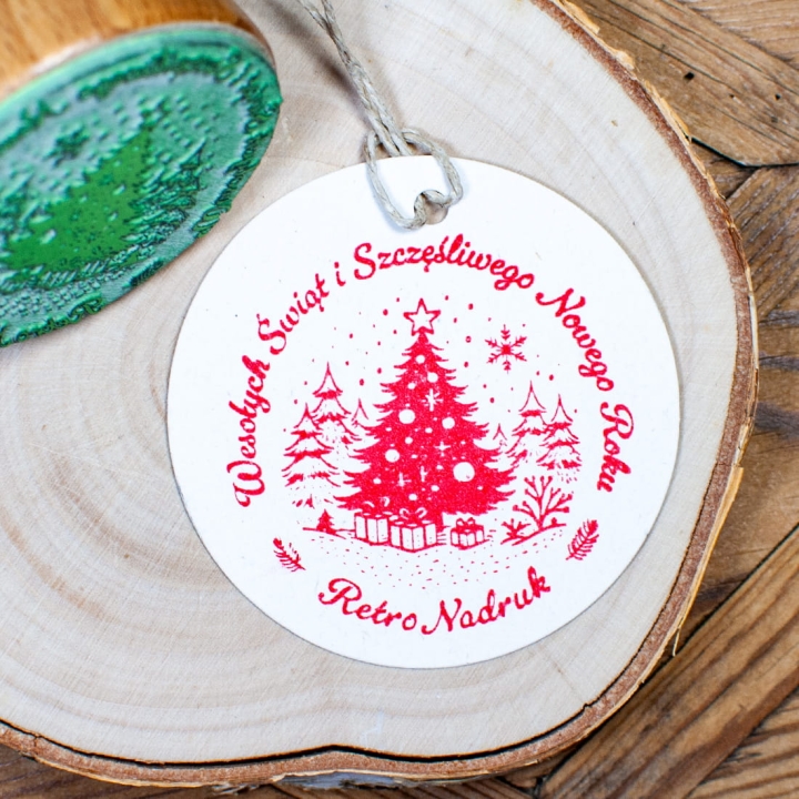 Pieczątka świąteczna z nazwą firmy lub marki