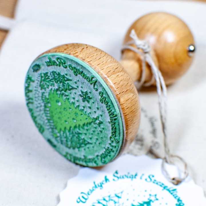 Stempel choinka z nazwą firmy