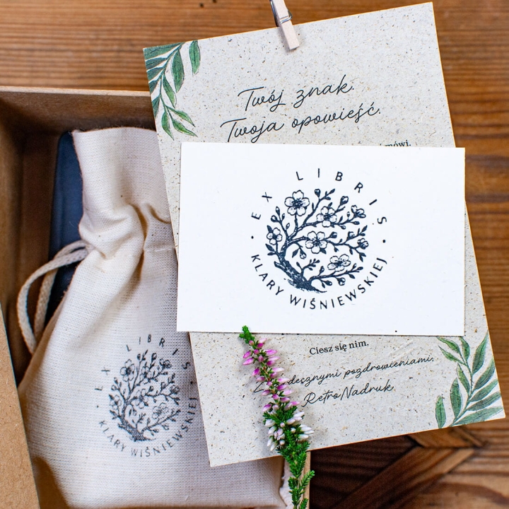 zestaw ex libris na prezent  wiśnia