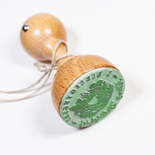 drewniana pieczątka - filiżanka z roślinami