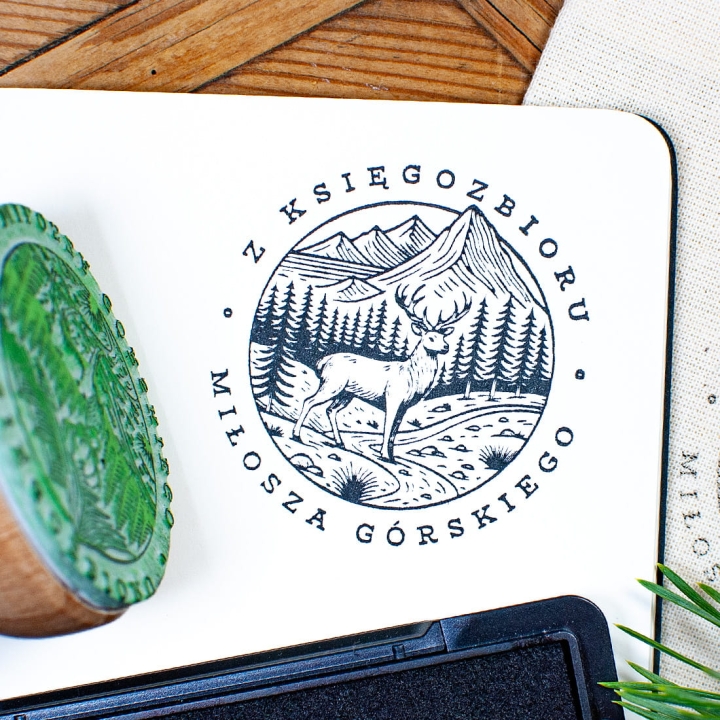 ekslibris - góry, las, jeleń