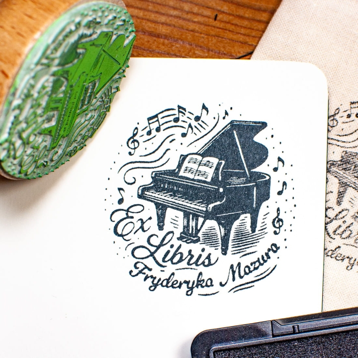 stempel do książek w stylu retro w zestawie na prezent