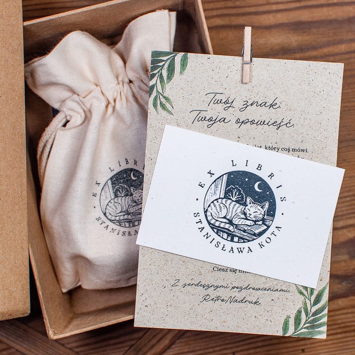 prezent dla miłośników książek i kotów - zestaw exlibris