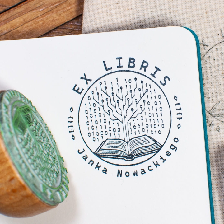 Ex Libris programista – drewniany stempel