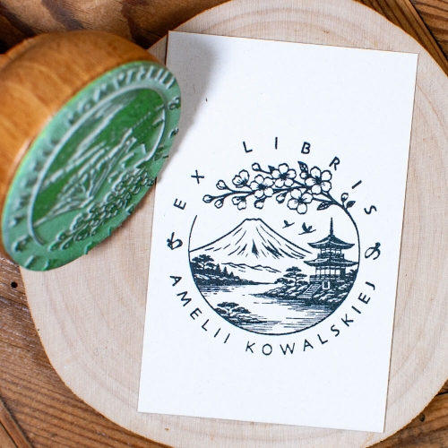 Stempel ex libris Japonia - personalizowana pieczątka do książek