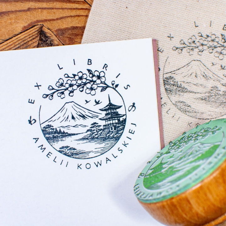 ex libris japonia zestaw personalizowana pieczątka do znakowania książek