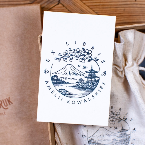 ex libris japonia personalizowany stempel do książek w zestawie na prezent