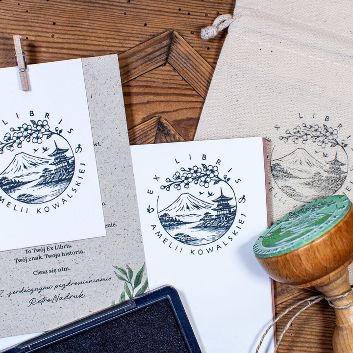 ex libris japonia zestaw prezentowy pieczątka do książek