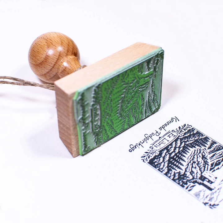 ex libris krajobraz górski zamek stempel do książek retro