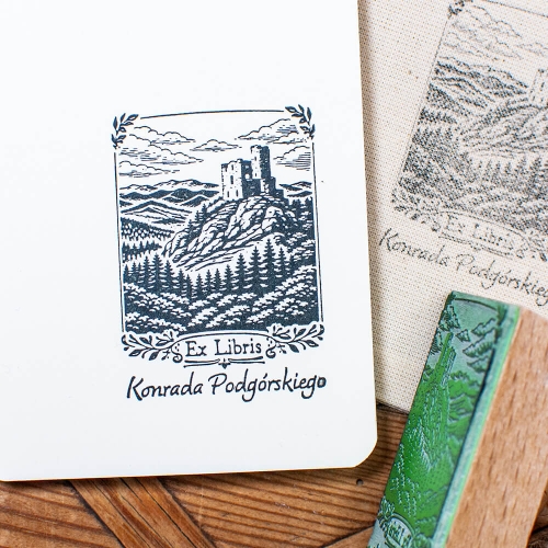 drewniany stempel ex libris karkonosze prezent dla miłośników gór