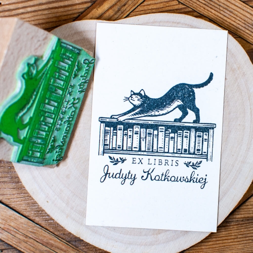 pieczątka ex libris kot 50x50
