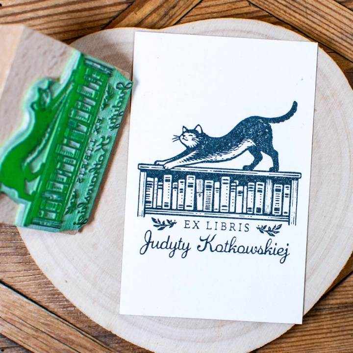 pieczątka ex libris kot 50x50
