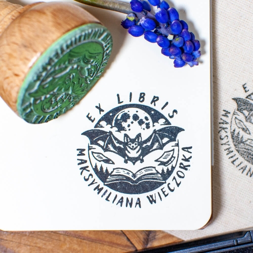 stempel ex libris nietoperz personalizowana pieczątka do książek