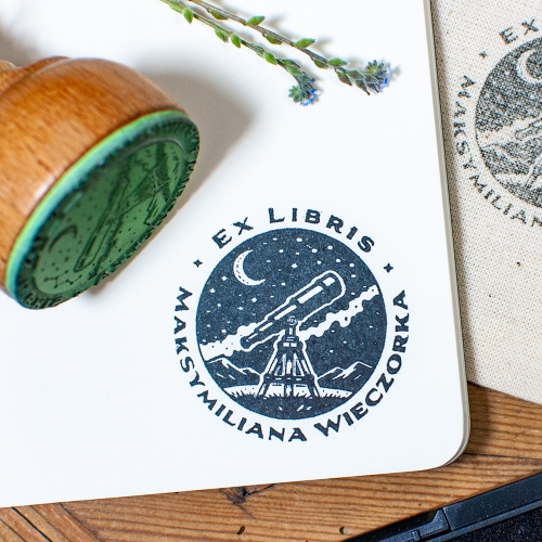 personalizowany ex libris teleskop do książek