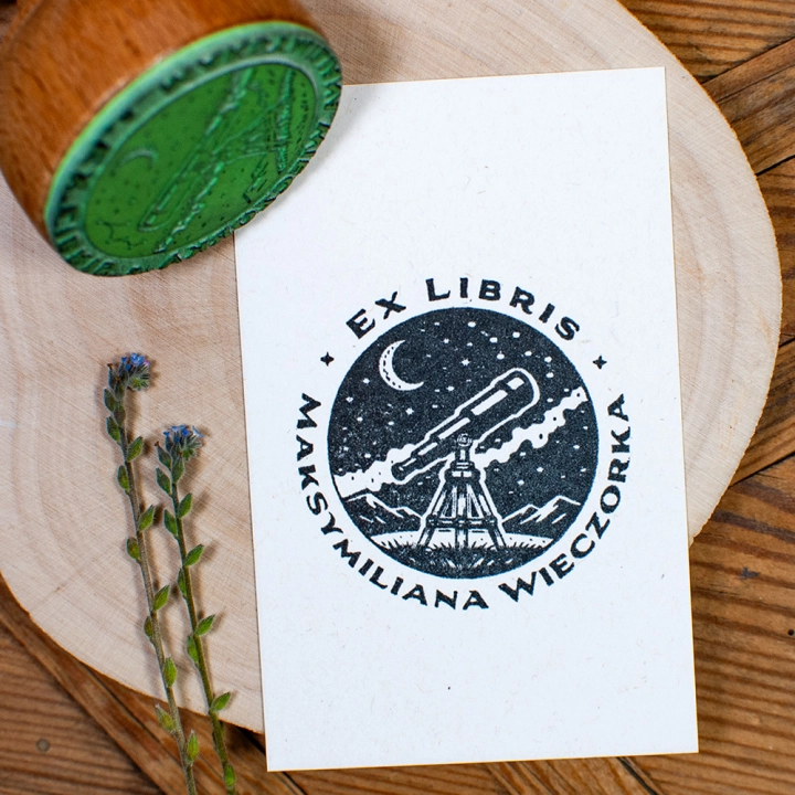Ex libris z teleskopem - personalizowany stempel do książek