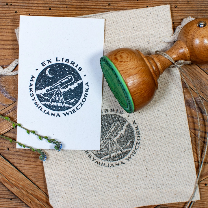 Personalizowany stempel ex libris astronomia