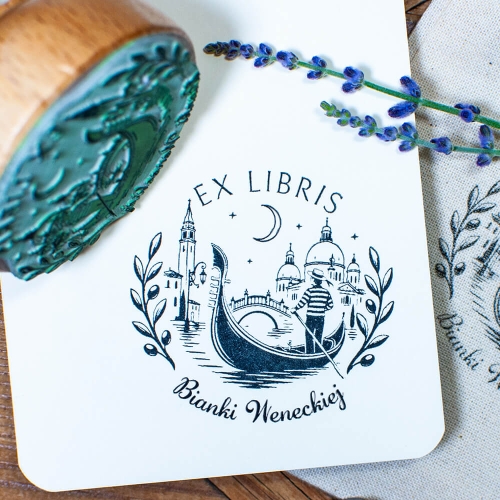 Personalizowany zestaw Ex Libris z wenecką gondolą