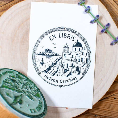 Pieczątka Ex Libris Grecja – drewniana pieczątka do książek