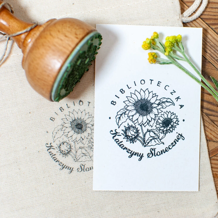 Ex Libris Słoneczniki - kwiatowa pieczątka do biblioteczki