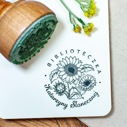 Stempel ex libris na prezent - słoneczniki