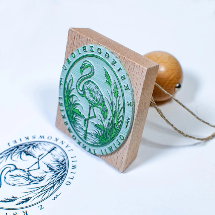 Drewniana pieczątka Ex Libris Flaming