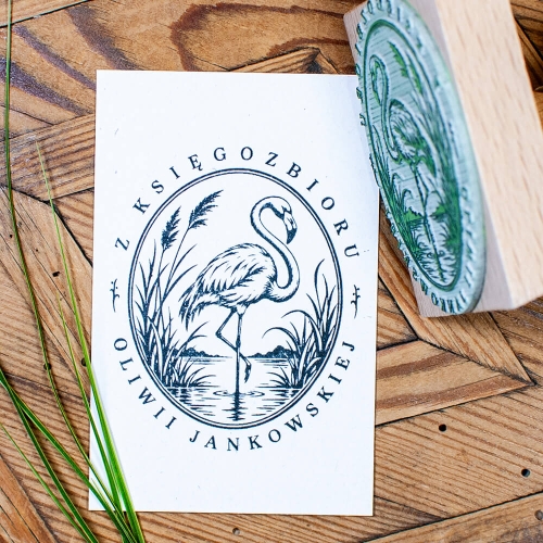 Pieczątka Ex Libris z flamingiem