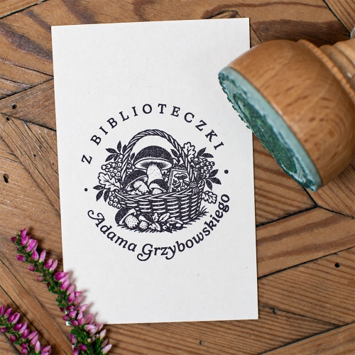 Pieczątka Ex Libris z grzybami do książek