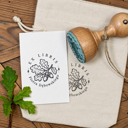 Ex Libris Gałązka dębu - personalizowana pieczątka