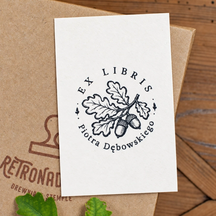 Ex Libris Gałązka dębu - zestaw na prezent