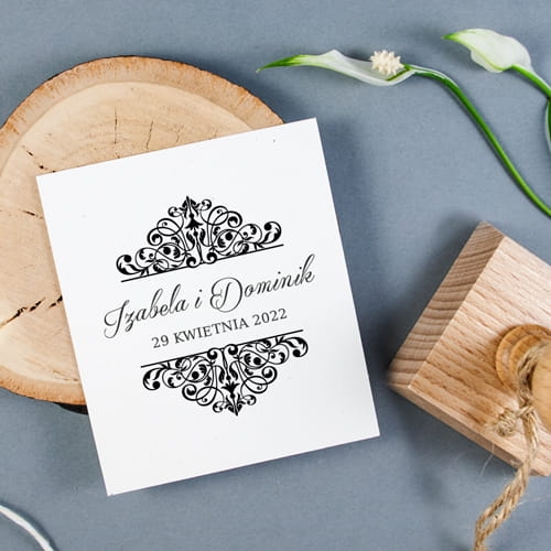 Pieczątka ślubna z ozdobnym ornamentem