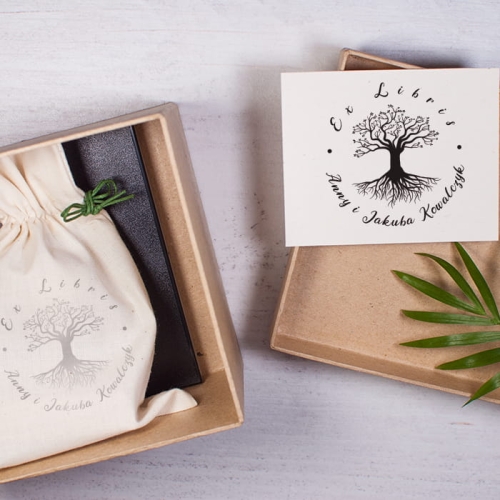 zestaw exlibris z drzewem