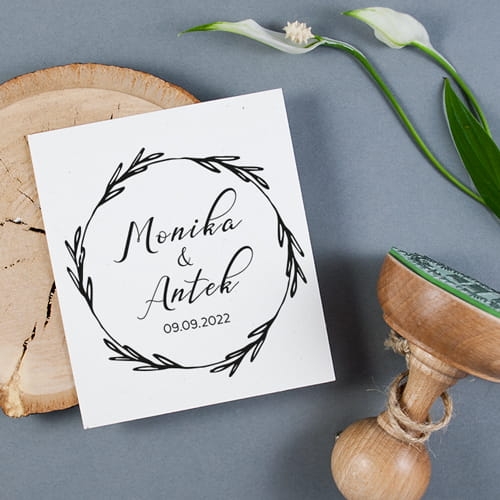 ślubny stempel wianek z listkami